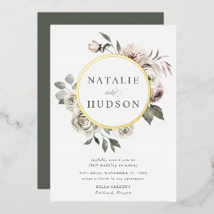 Invitation En Aluminium Mariage cadre floral hivernal délicat