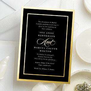 Invitation En Aluminium Mariage Calligraphie Formel Moderne Noir & Blanc
