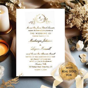 Invitation En Aluminium Mariage Calligraphié Formel Monogramme avec Vrai F