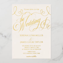 Mariage Calligraphique à l'Or Romantique