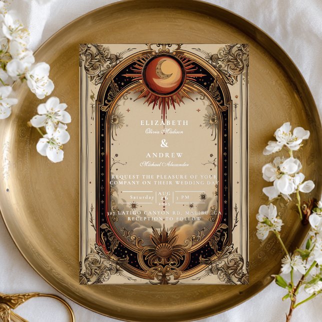 Invitation En Aluminium Mariage céleste Art nouveau vintage (Créateur téléchargé)