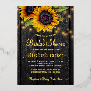 Invitation En Aluminium Mariage champêtre de tournesols dorés à l'écriture