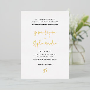 Invitation En Aluminium Mariage chic moderne en noir et blanc