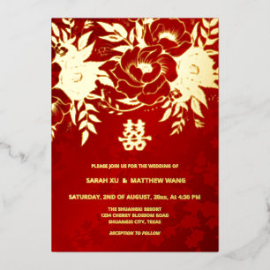 Invitation En Aluminium MARIAGE chinois Rose d'or BILINGUAL