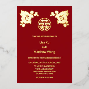 Invitation En Aluminium Mariage Chinois Roses d'Or