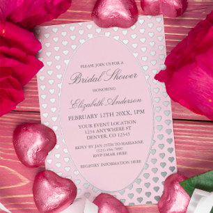 Invitation En Aluminium Mariage civil avec coeurs roses