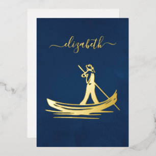 Invitation En Aluminium Mariage civil Navy et Or Vin Italien