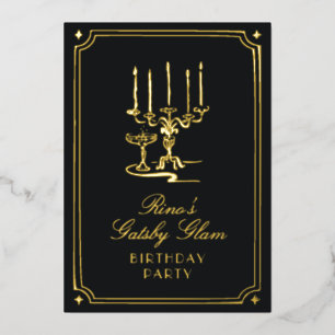 Invitation En Aluminium Mariage classique Art Déco élégant Black Gold des 