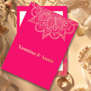 Invitation En Aluminium Mariage classique de style indien rose or chic
