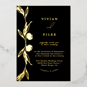 Invitation En Aluminium Mariage classique Golden Mini capsule florale 