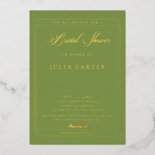 Invitation En Aluminium Mariage classique ivoire vert calligraphie Baby Sh