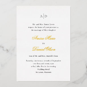 Invitation En Aluminium Mariage Classique Noir et Blanc