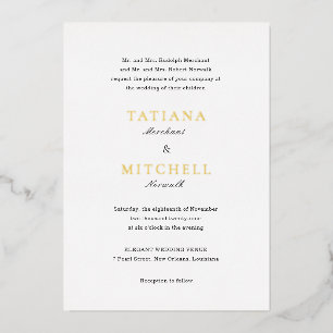 Invitation En Aluminium Mariage classique noir et blanc élégant