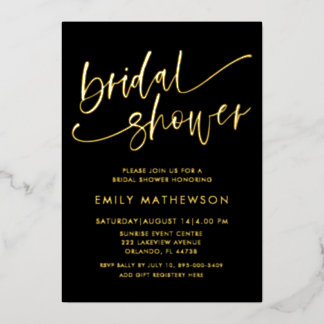 Invitation En Aluminium Mariage Classique Noir & Or Simple Script