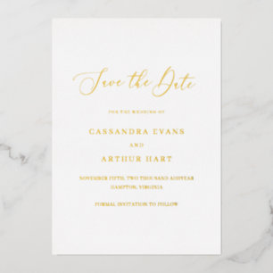 Invitation En Aluminium Mariage Classique Simple Élégant Enregistrer La Da