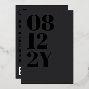 Invitation En Aluminium Mariage Code QR Typographie 2 en 1 Or Noir Gris