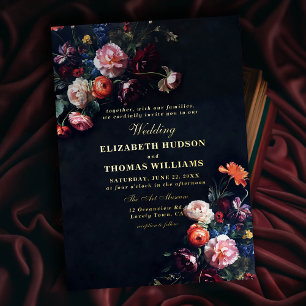 Invitation En Aluminium Mariage Conte de Fée Foncé Floral Cadre Romantique