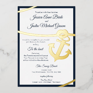 Invitation En Aluminium Mariage Corde et Ancre Nautique
