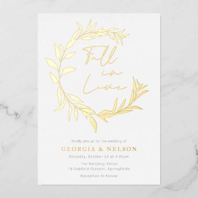 Invitation En Aluminium Mariage D'Amour De Laisser Wreath Chute Dans L'Amo (Recto)