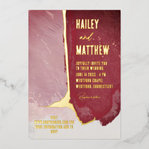 Invitation En Aluminium Mariage d'aquarelle rose bordeaux et poussiéreux