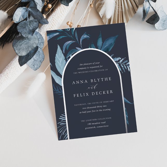 Invitation En Aluminium Mariage d'arc bleu d'hiver Azure (Créateur téléchargé)