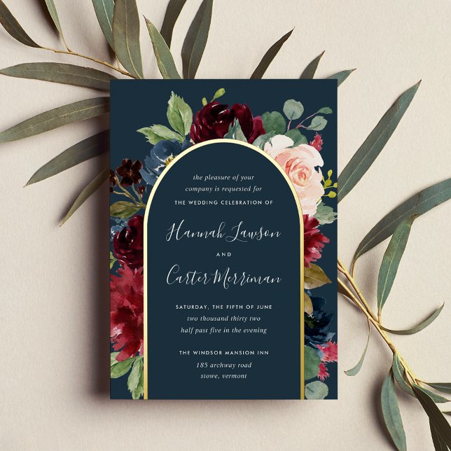 Invitation En Aluminium Mariage d'arche florale en fleurs radieuses (Créateur téléchargé)