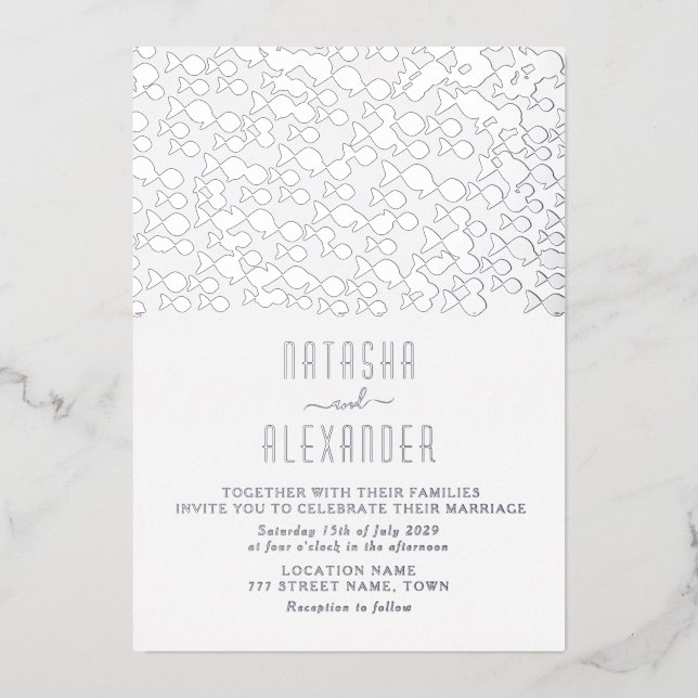 Invitation En Aluminium Mariage d'argent moderne minimal (Recto)
