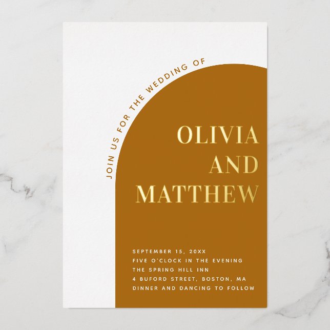 Invitation En Aluminium Mariage de automne d'arche de typographie moderne  (Recto)