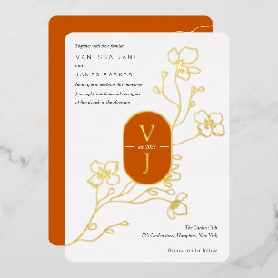 Invitation En Aluminium Mariage de automne de jardin simple orangé moderne