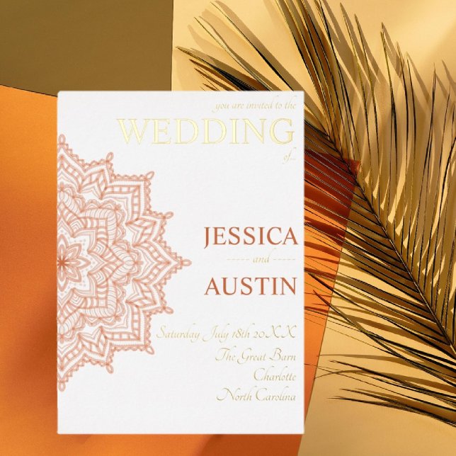 Invitation En Aluminium Mariage de automne d'été Burange Sunrise Mandala (Créateur téléchargé)