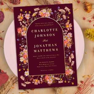Invitation En Aluminium Mariage de automne fleur sauvage Bourgogne