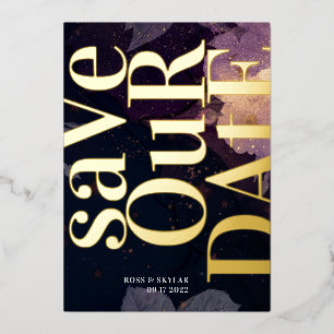 Invitation En Aluminium Mariage de automne violet Monogramme moderne