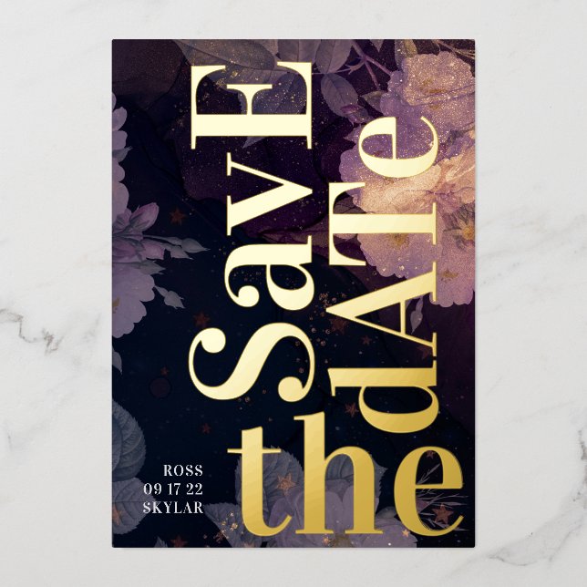 Invitation En Aluminium Mariage de automne violet Monogramme moderne (Recto)