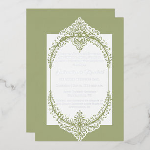 Invitation En Aluminium Mariage de cadre à la française vert olive