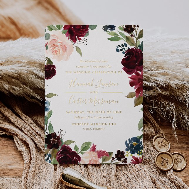 Invitation En Aluminium Mariage de cadre floral en fleurs radiées (Créateur téléchargé)