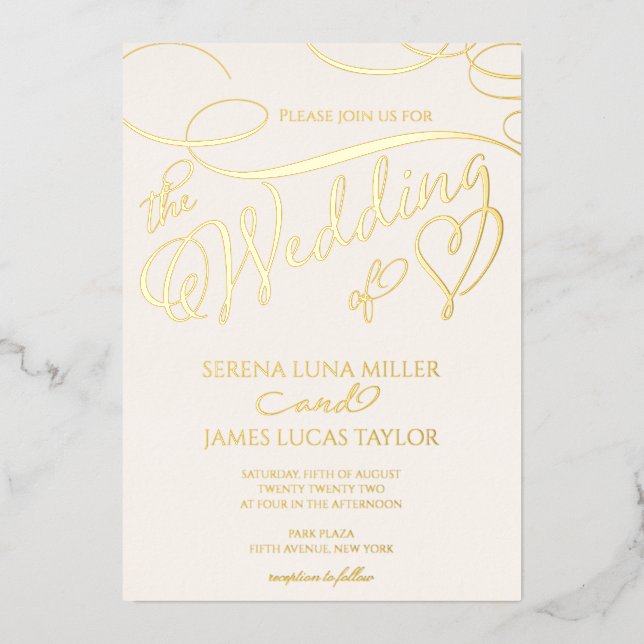 Invitation En Aluminium Mariage de calligraphie de floraison de l'huile d' (Recto)