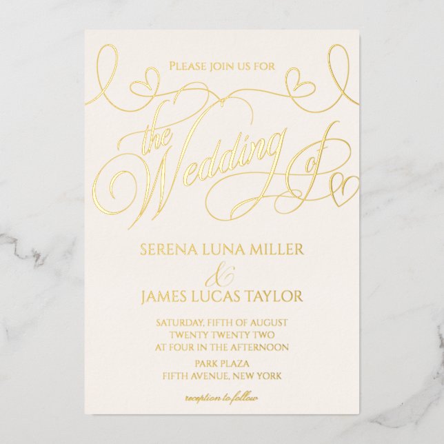 Invitation En Aluminium Mariage de calligraphie de floraison de l'huile d' (Recto)