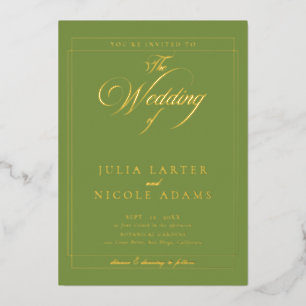 Invitation En Aluminium Mariage de calligraphie noire ivoire classique