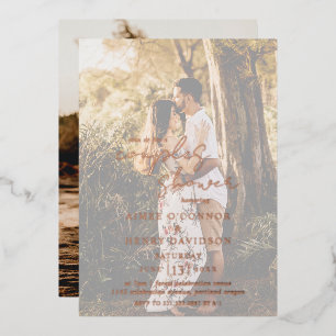 Invitation En Aluminium Mariage de Couple Photographie Script Rose Gold
