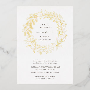 Invitation En Aluminium mariage de couronne dorée romantique à fleurs