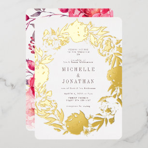 Invitation En Aluminium Mariage de couronnes à fleurs en or