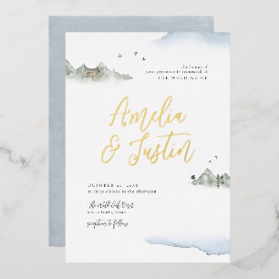 Invitation En Aluminium Mariage de Destination de Montagne à l'Aquarelle B
