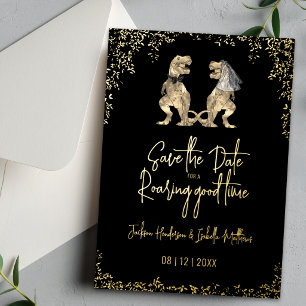 Invitation En Aluminium Mariage de Dinosaure Drôle Enregistrer la Date Noi