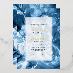 Invitation En Aluminium Mariage de fleurs d'aquarelle bleu