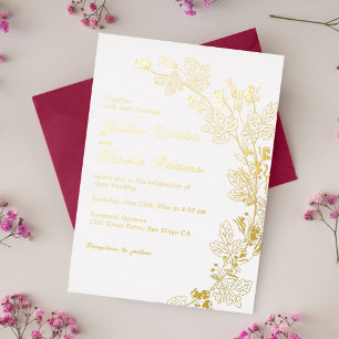 Invitation En Aluminium Mariage de fleurs de prés pourpre jaune moutarde d