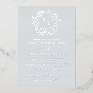Invitation En Aluminium Mariage de gerbe de laurier botanique Monogramme