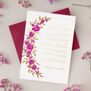 Invitation En Aluminium Mariage de Jardin Fleur de Vigne Trompette Sauvage
