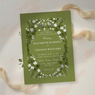 Invitation En Aluminium Mariage de jardin vert argenté enchanté dans la co