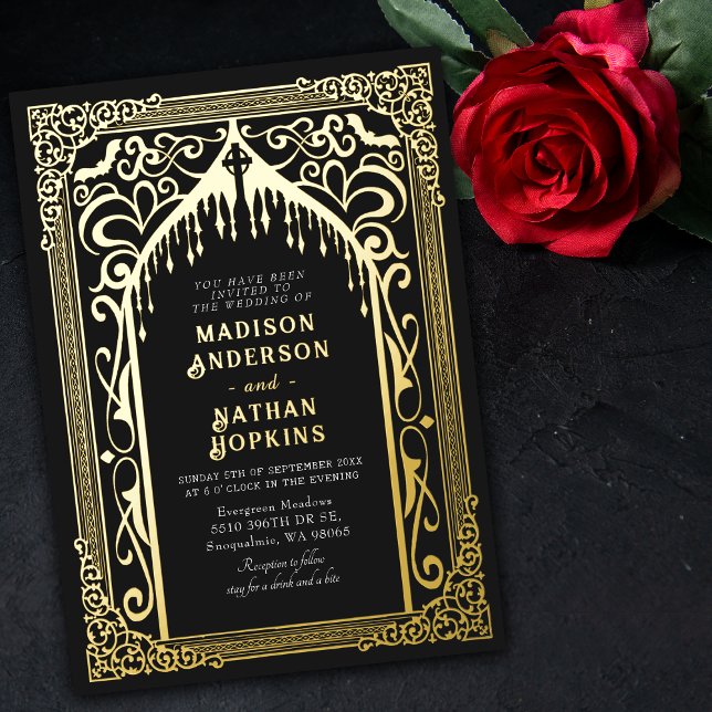 Invitation En Aluminium Mariage de la cathédrale gothique d'or Vampire (Créateur téléchargé)