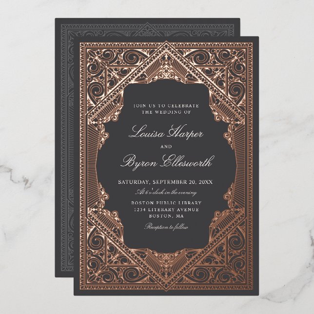 Invitation En Aluminium Mariage de livres vintage (Recto/Verso)